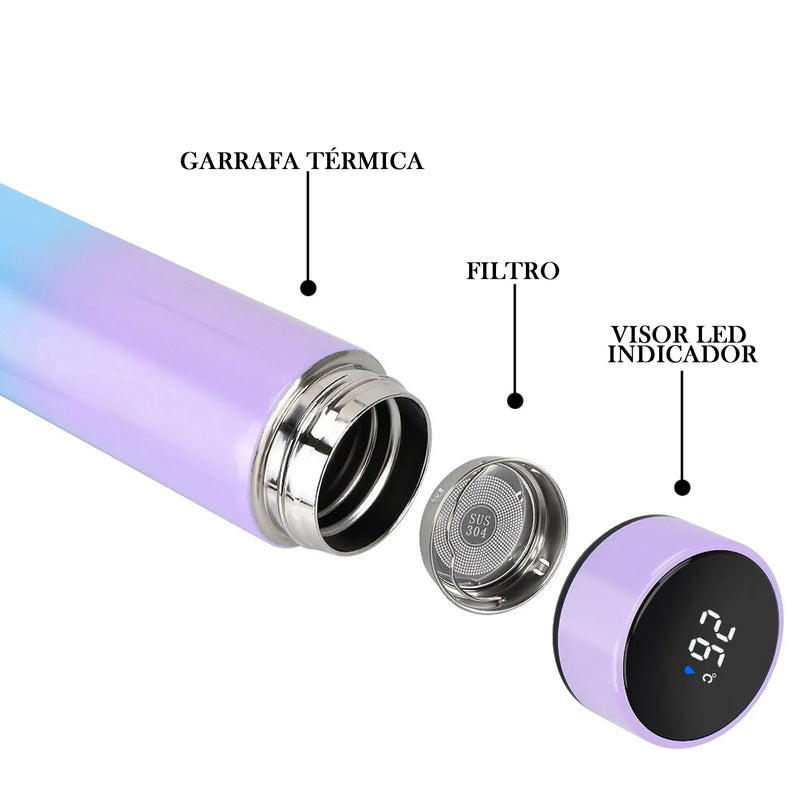 Garrafa Térmica Quente e Frio com Visor de Temperatura  Inteligente