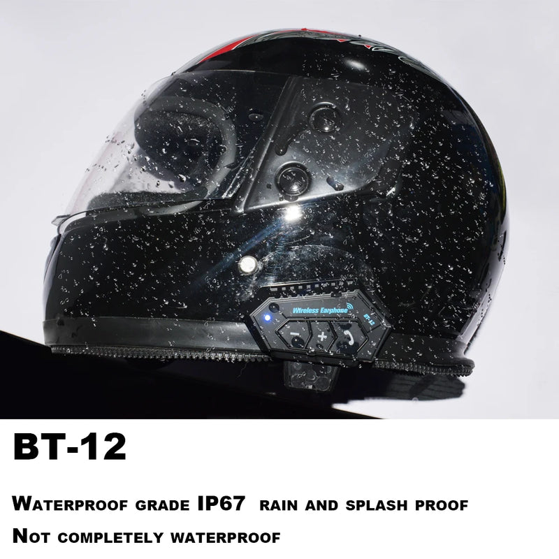 Bluetooth Motorcycle Helmet Headset BT12 Handsfree Call Kit Anti-interference Wireless Moto Earphone Waterproof Music Player